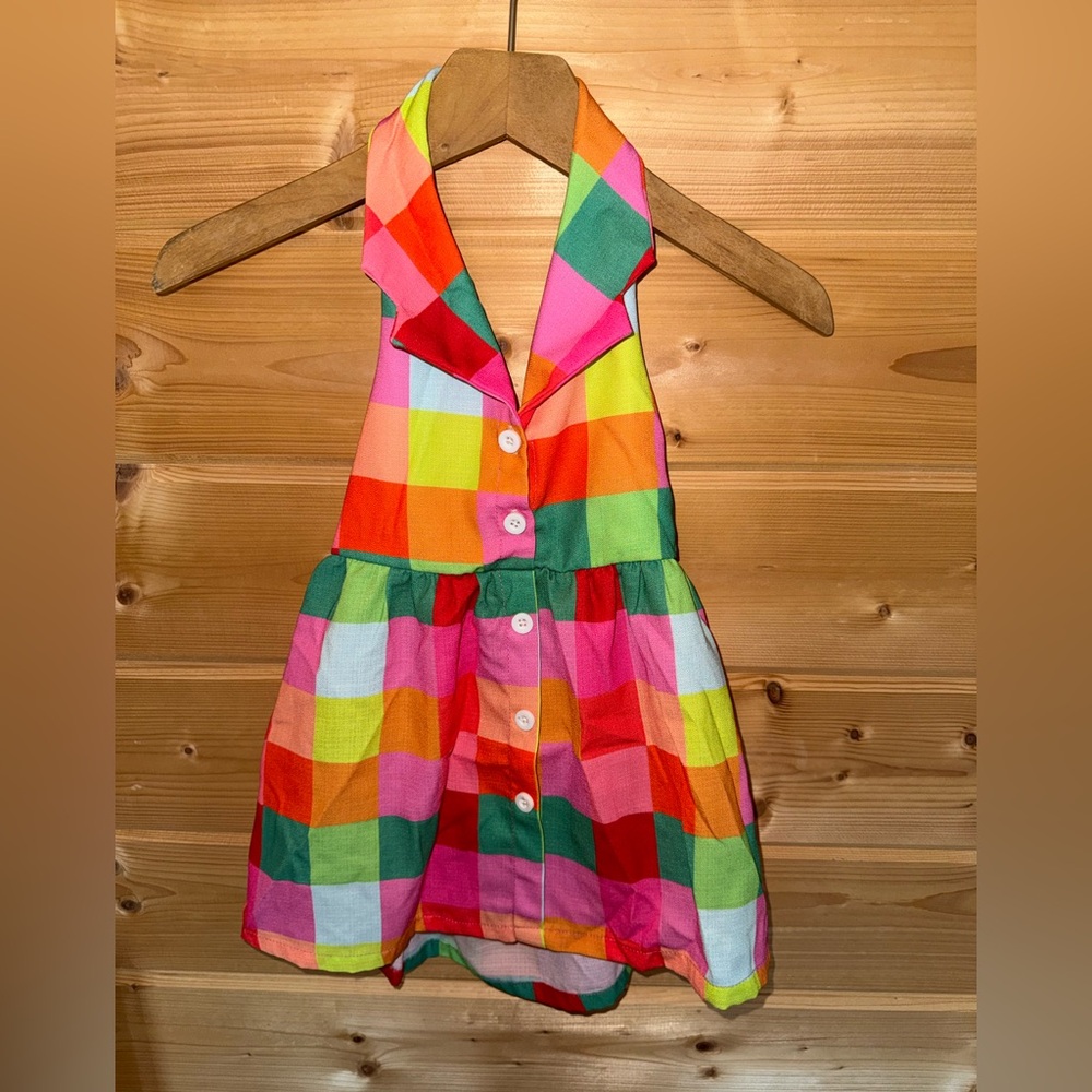 SHEIN Kids Colorful Checkered Halter Dress